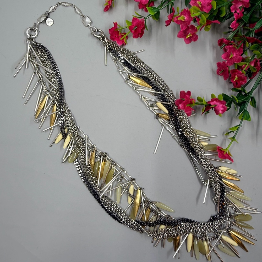 Stella & Dot Signed Silver and Gold Customizable Layered Necklace